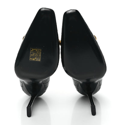 Saint Laurent Calfskin Crocodile Embossed Silvana 110mm Pumps 35.5 Black 5 of 8