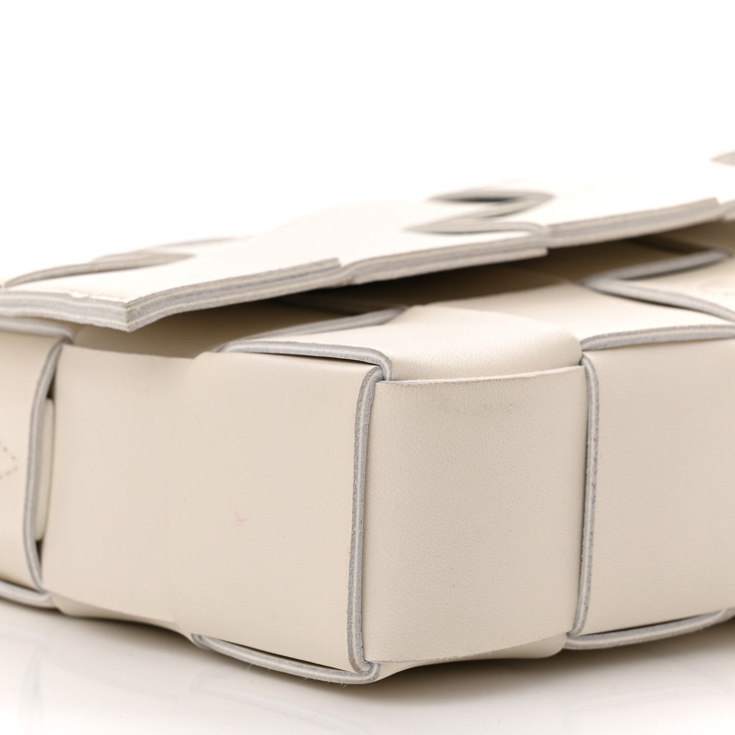 Lambskin Maxi Intrecciato Cassette Crossbody Bag White