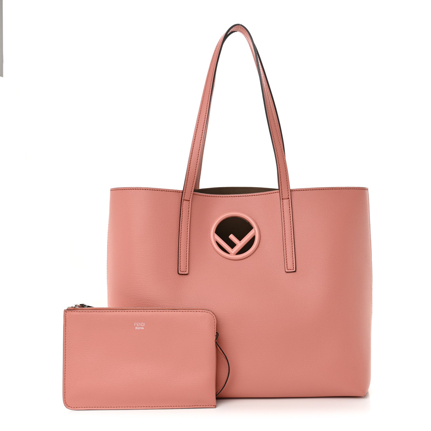 Fendi Vitello Vienna Enamel F is Fendi Shopping Tote Macaron Taupe 3 of 12