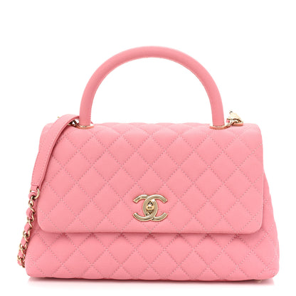 Chanel Caviar Quilted Small Coco Handle Flap Pink 1 of 19