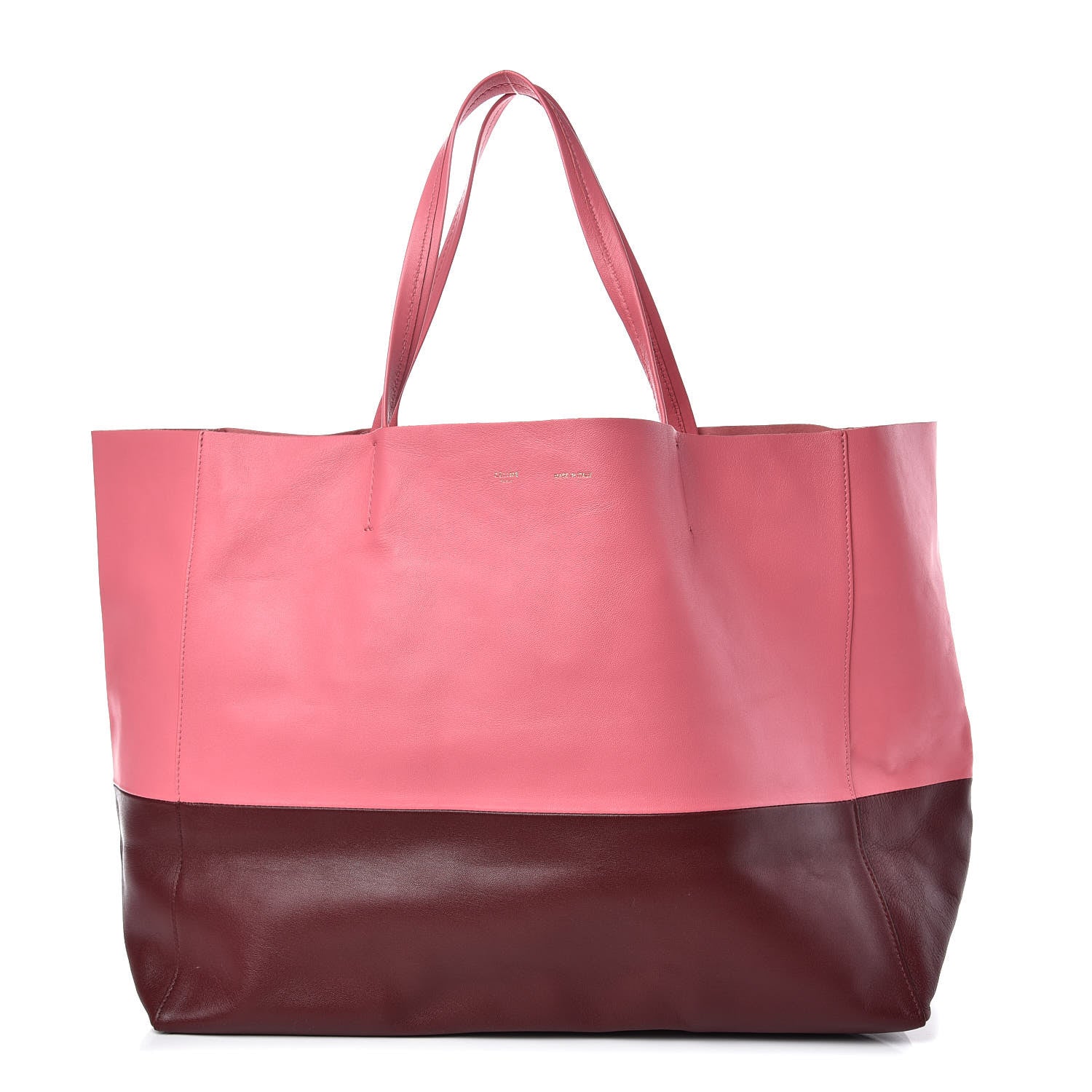 Celine Lambskin Horizontal Bi-Color Cabas Pink Rust 1 of 8