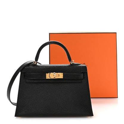 Hermes Chevre Mysore Horseshoe Mini Kelly Sellier 20 Black Rose Poupre 11 of 11
