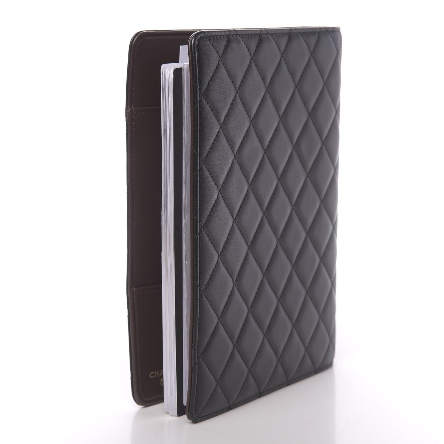 Lambskin Quilted Large Agenda Cover Black