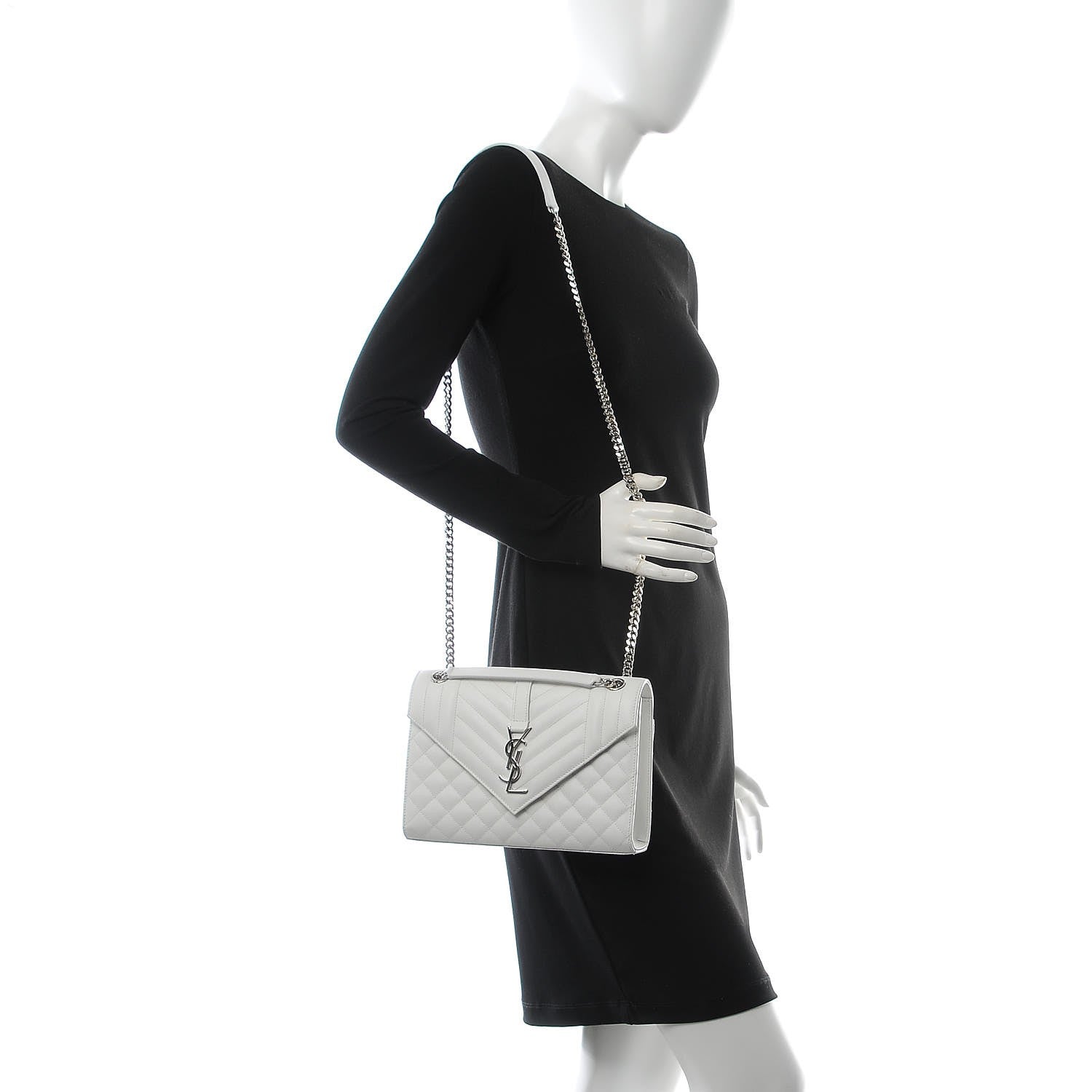 Saint Laurent Grain De Poudre Textured Mixed Matelasse Medium Triquilt Monogram Satchel Porcellana 3 of 9