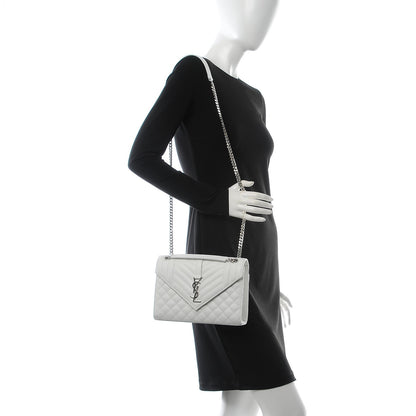Saint Laurent Grain De Poudre Textured Mixed Matelasse Medium Triquilt Monogram Satchel Porcellana 3 of 9