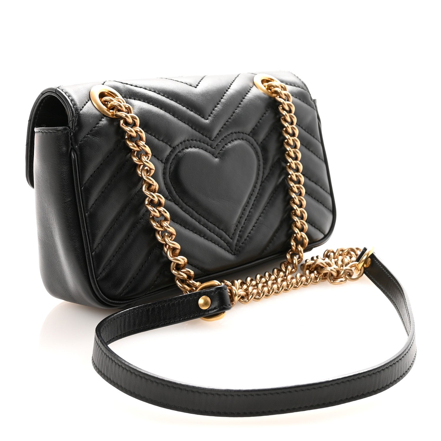 Gucci Calfskin Matelasse Mini GG Marmont Shoulder Bag Black 2 of 9