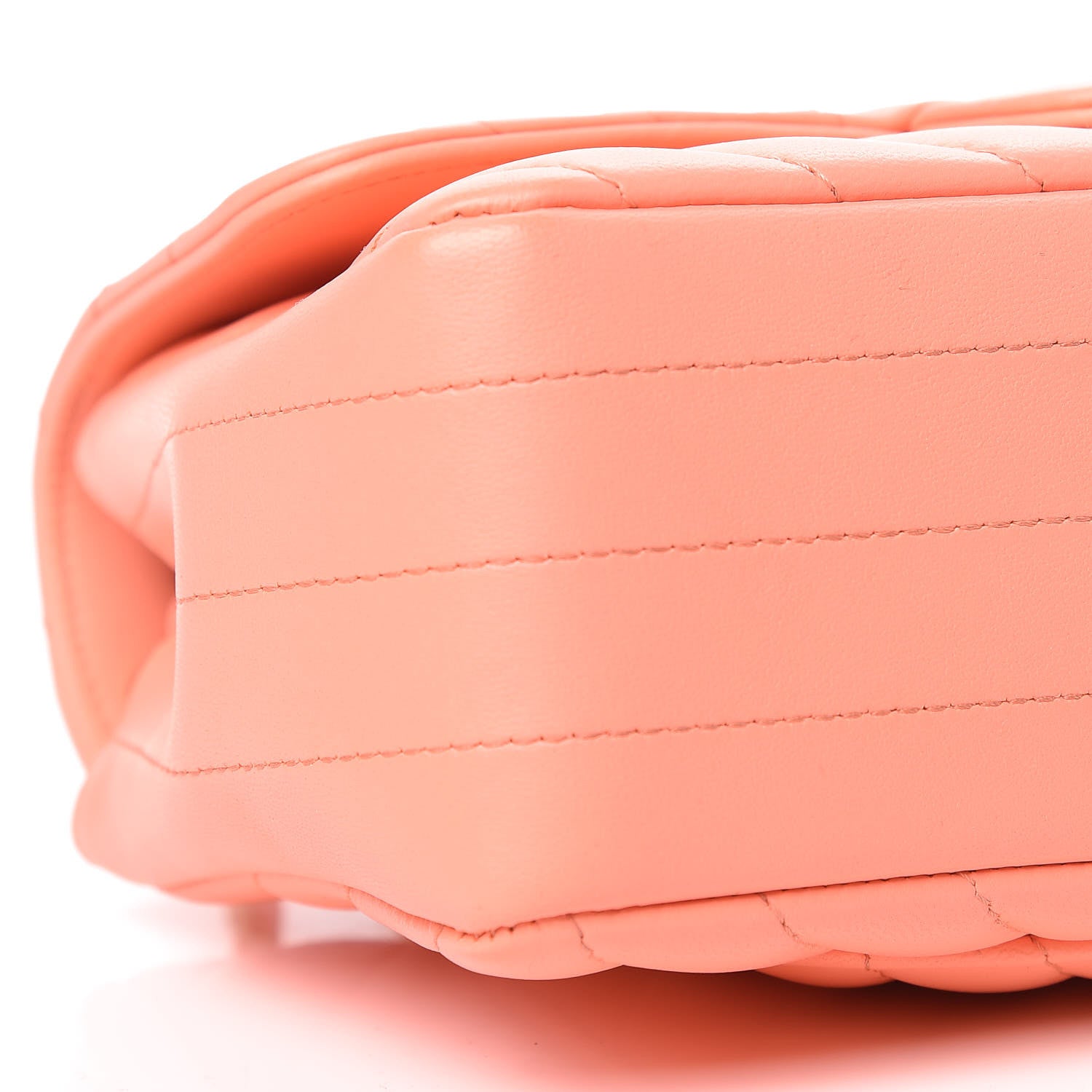 Chanel Lambskin Chevron Quilted Mini Rectangular Flap Coral 9 of 10