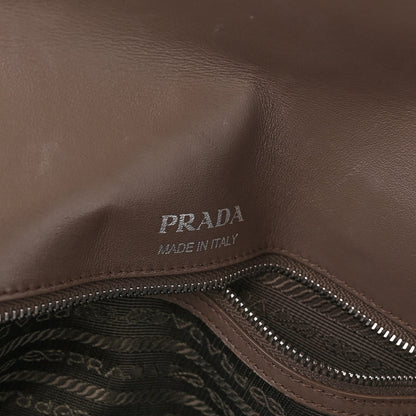 Prada Soft Calfskin Impunture Diagramme Large Chain Flap Shoulder Bag Bambu 6 of 9
