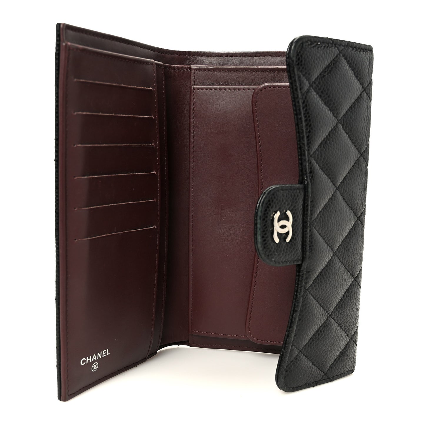 Caviar Quilted Large Flap Wallet Black