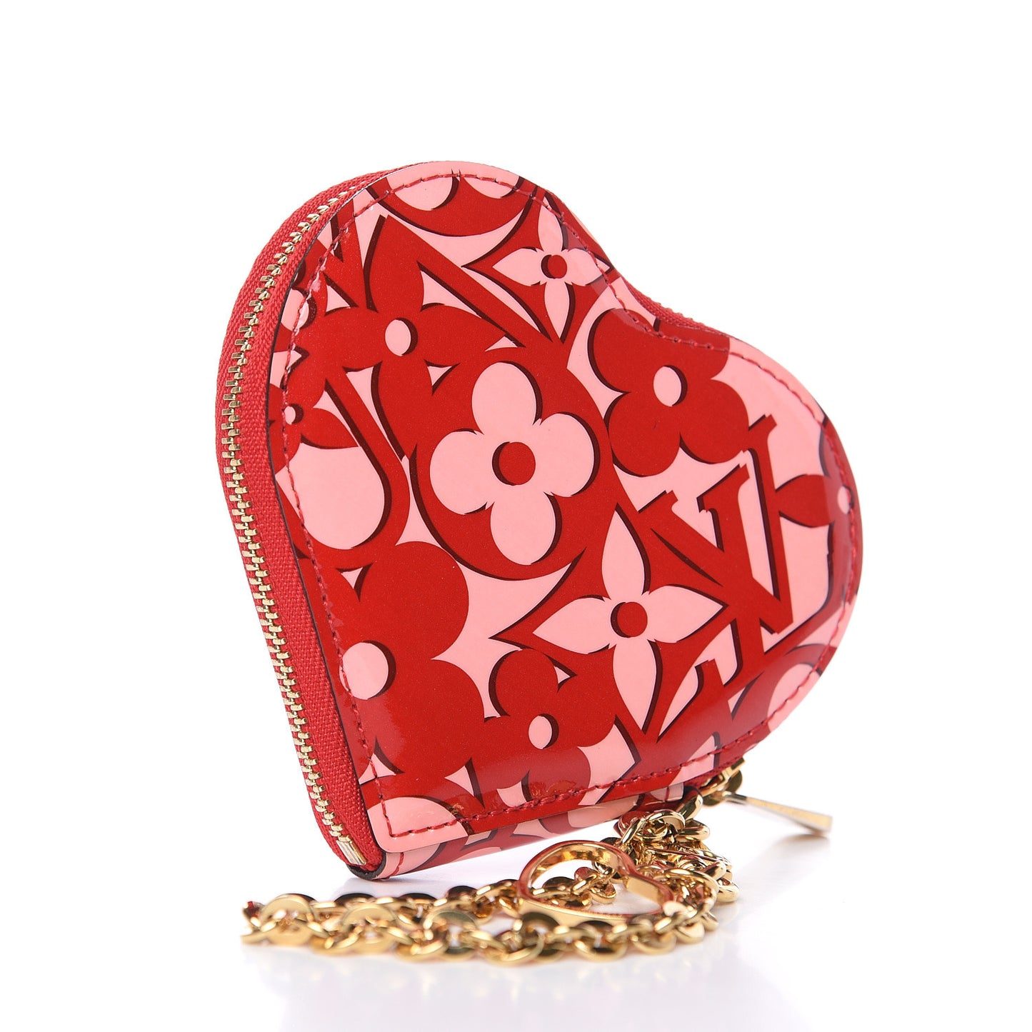 Patent Sweet Monogram Coeur Heart Coin Purse Pomme D'Amour