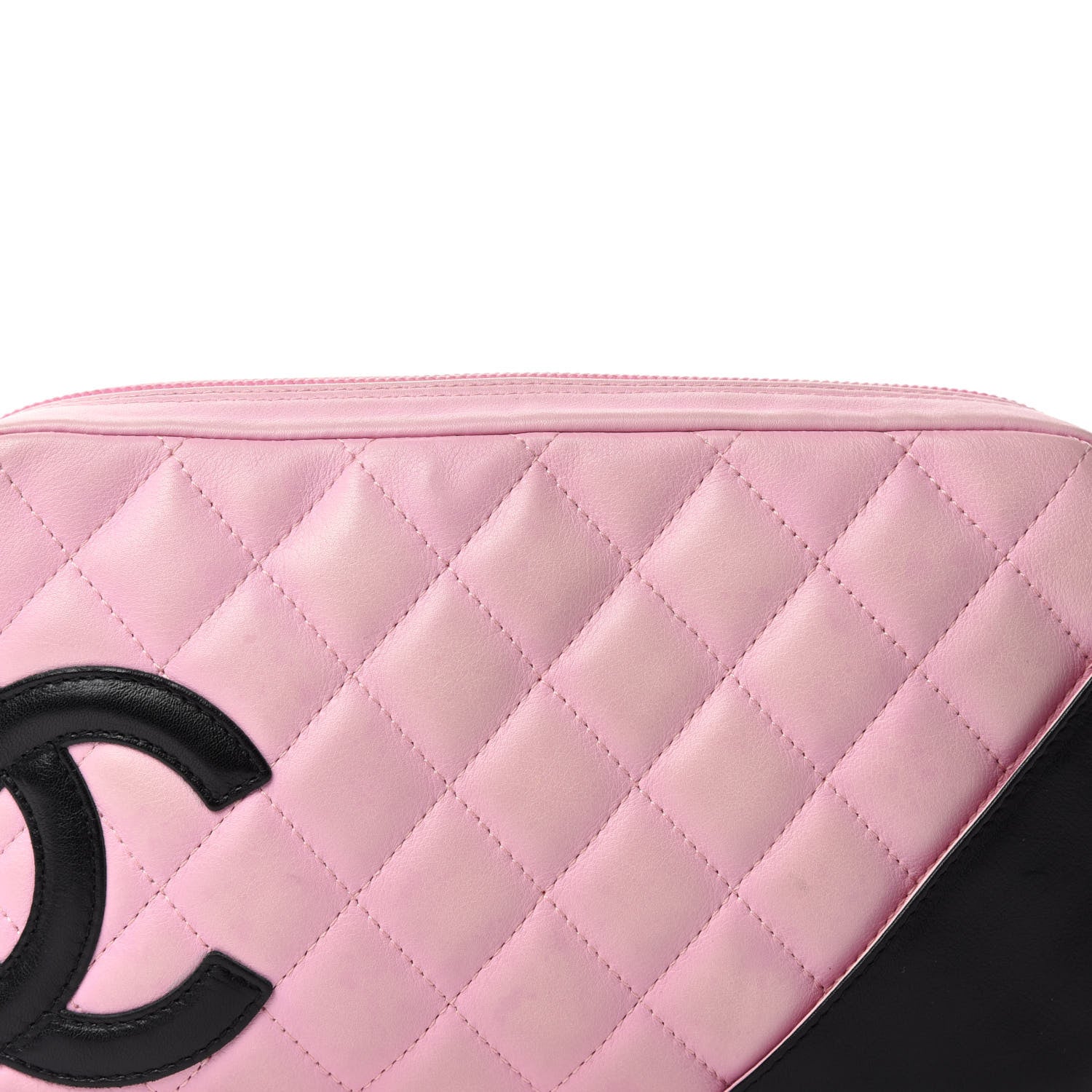 Chanel Calfskin Quilted Cambon Pochette Pink Black 11 of 12