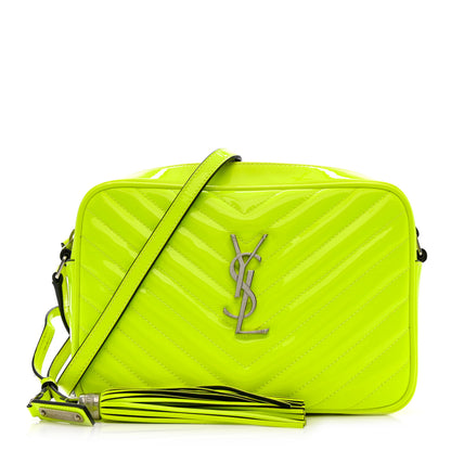 Saint Laurent Patent Calfskin Matelasse Monogram Lou Camera Bag Neon Yellow 1 of 10