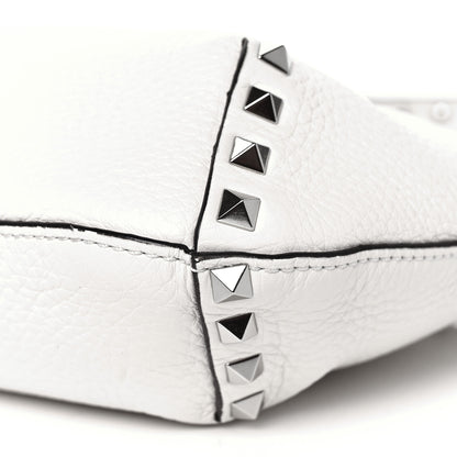 Valentino Garavani Pebbled Calfskin Small Rockstud Flip Lock Hobo White 7 of 7