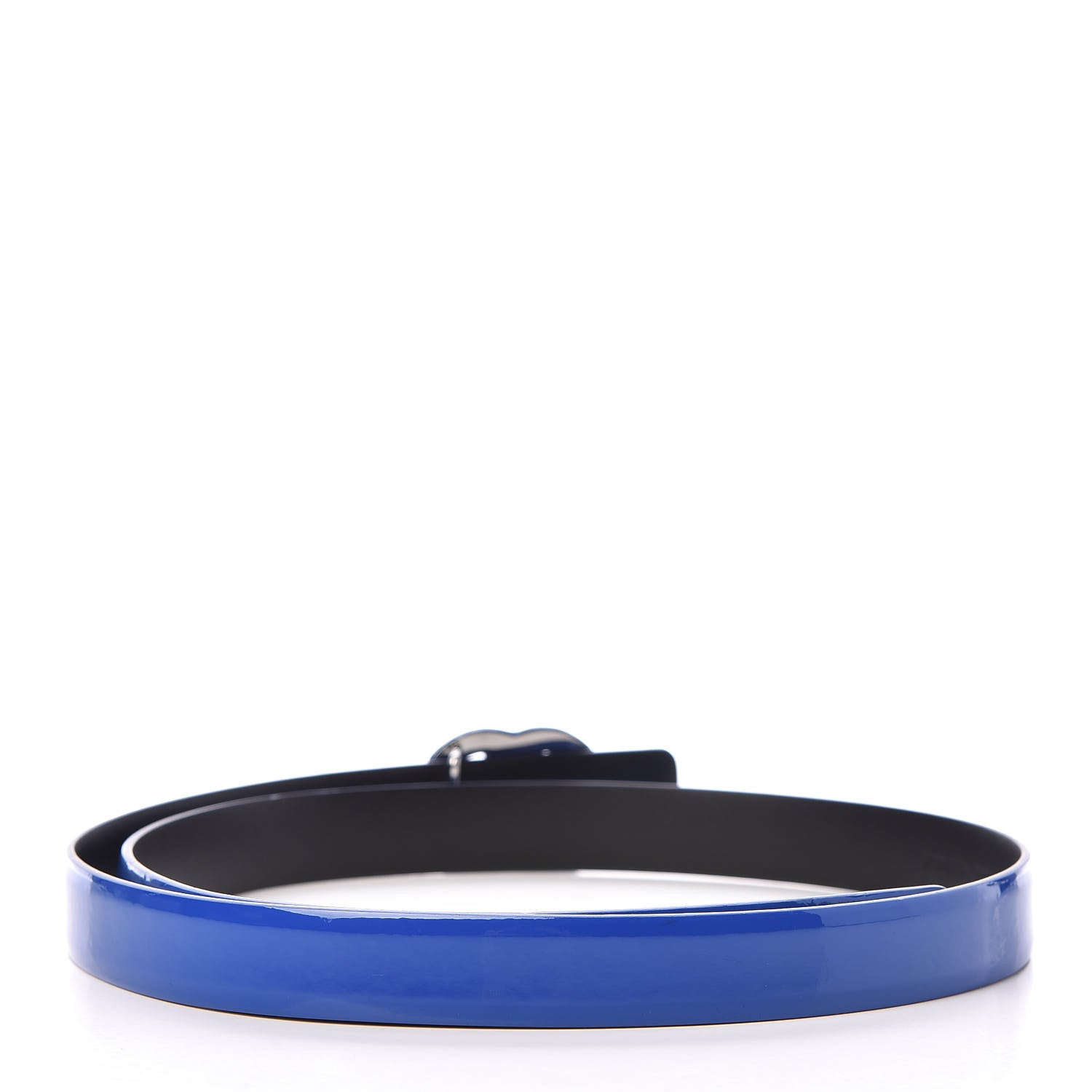 Chanel Patent CC Logo Skinny Belt 80 32 Blue 3 of 8