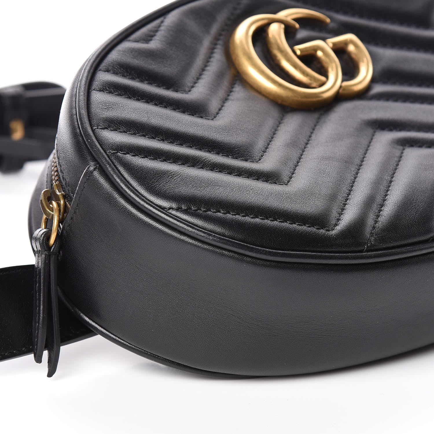 Gucci Calfskin Matelasse GG Marmont Belt Bag 85 34 Black 8 of 10