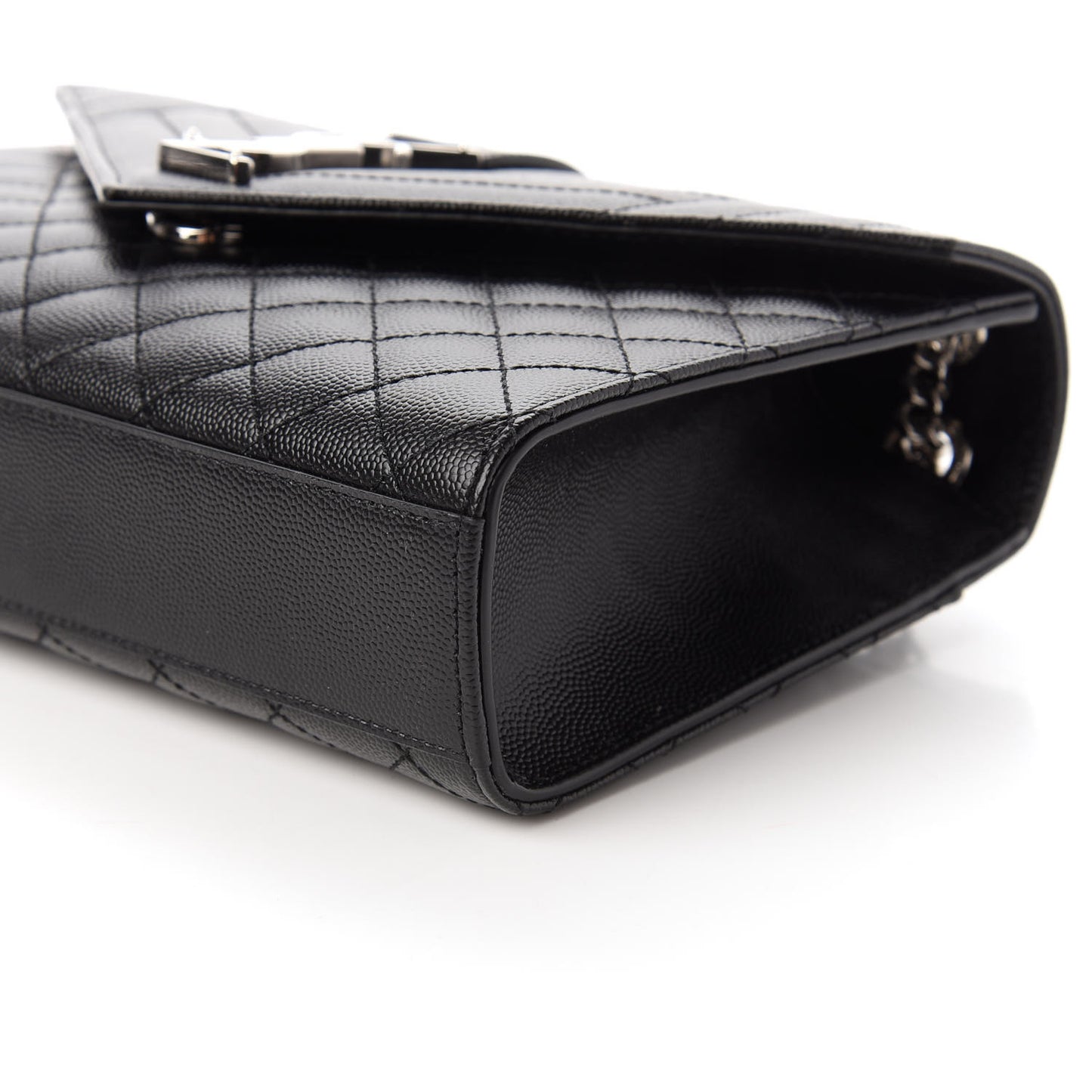 Grain De Poudre Textured Mixed Matelasse Triquilt Medium Monogram Satchel Black