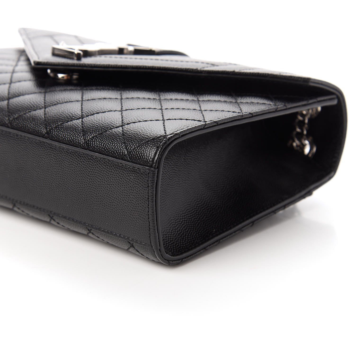 Saint Laurent Grain De Poudre Textured Mixed Matelasse Triquilt Medium Monogram Satchel Black 7 of 10