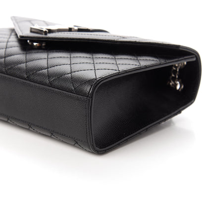 Saint Laurent Grain De Poudre Textured Mixed Matelasse Triquilt Medium Monogram Satchel Black 7 of 10