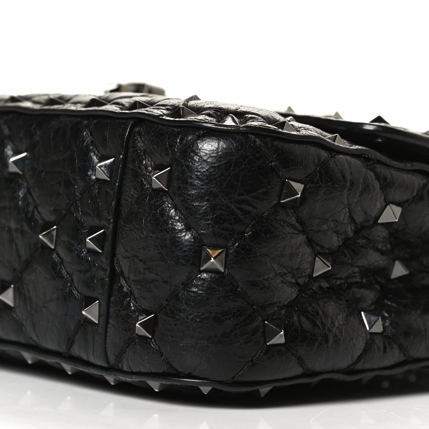 Valentino Garavani Craquele Nappa Small Rockstud Spike Shoulder Bag Black 8 of 10