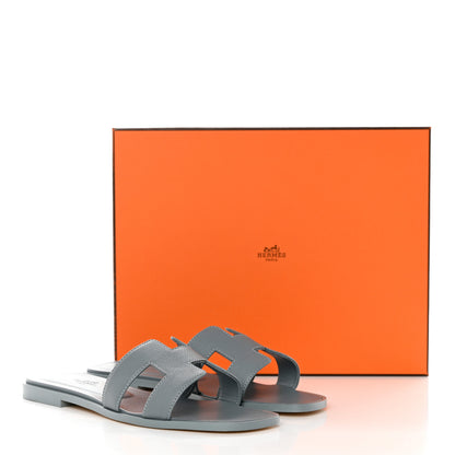 Hermes Epsom Oran Sandals 37 Gris Antarctique 11 of 11