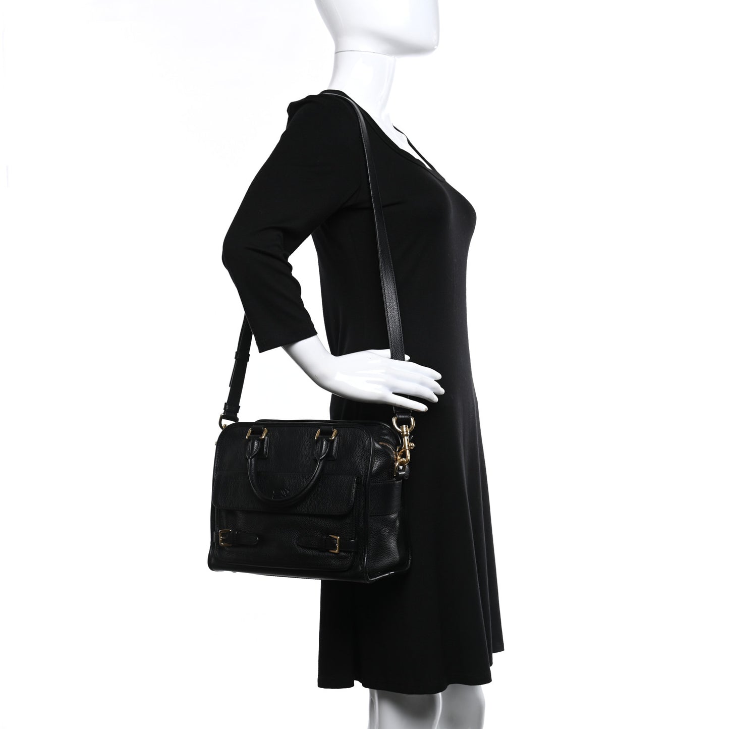 Grained Calfskin Cruz Tote Black
