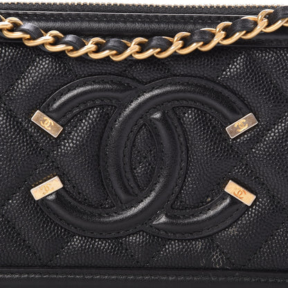 Chanel Caviar Quilted CC Filigree Clutch With Chain Black 8 of 9