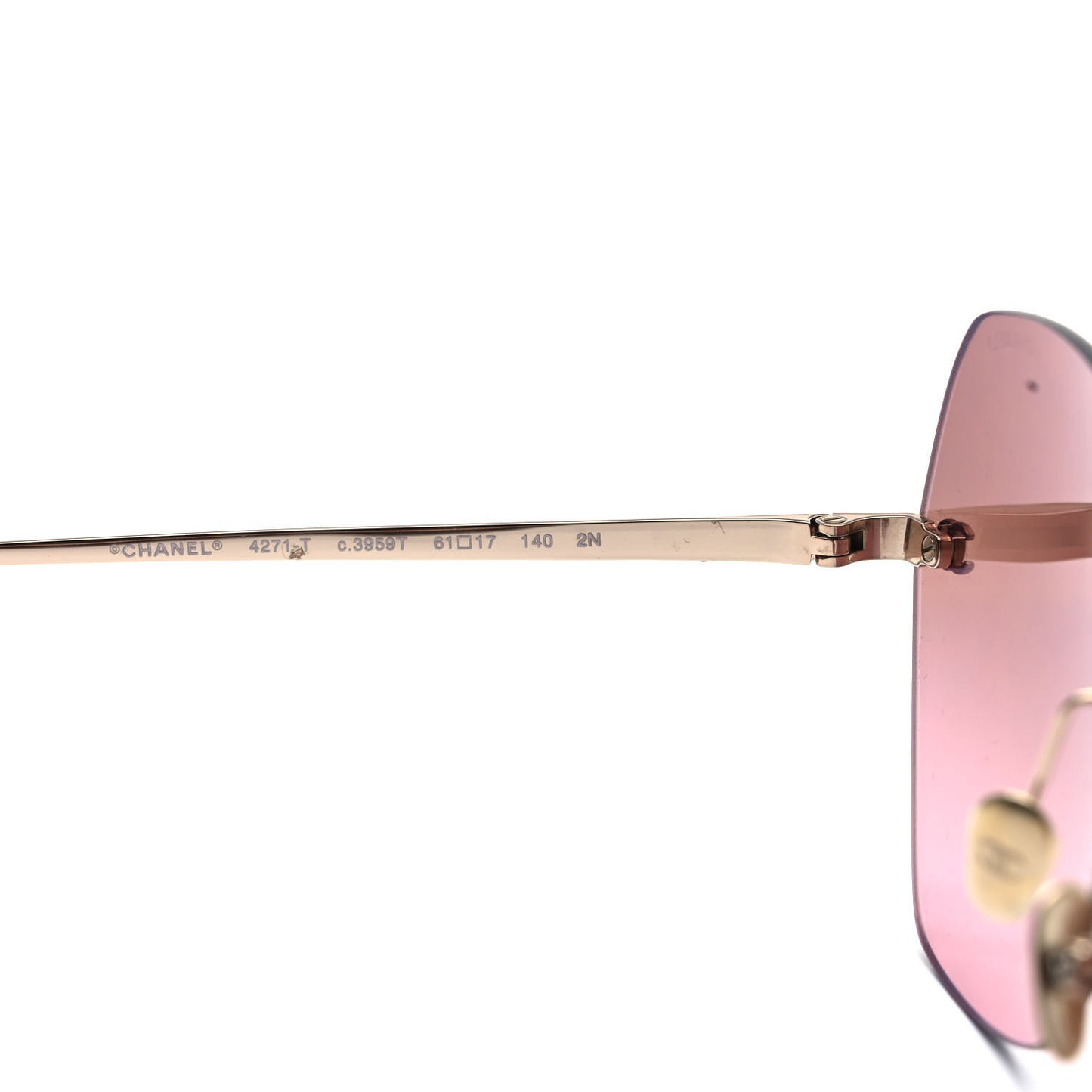 Titanium Polarized Rimless Square Sunglasses 4271-T Gold Pink