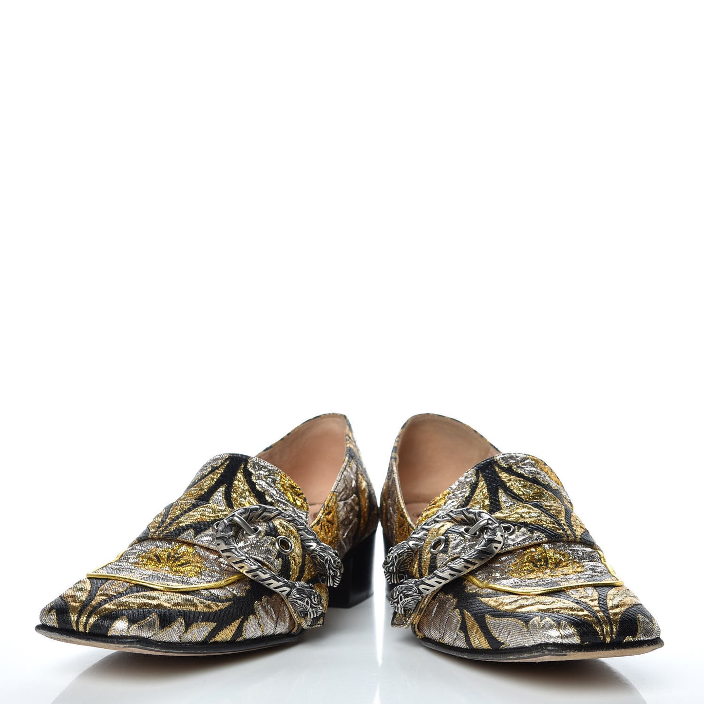 Brocade Floral Jacquard Dionysus Loafers 36.5 Black