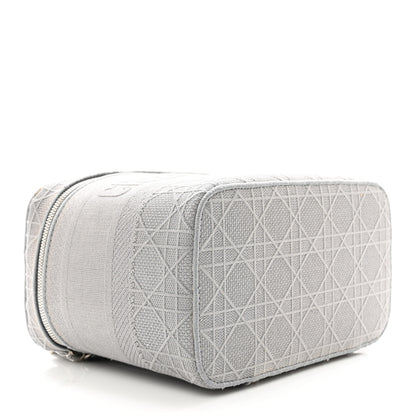 Christian Dior Canvas Embroidered Cannage Diortravel Vanity Case Grey 4 of 7
