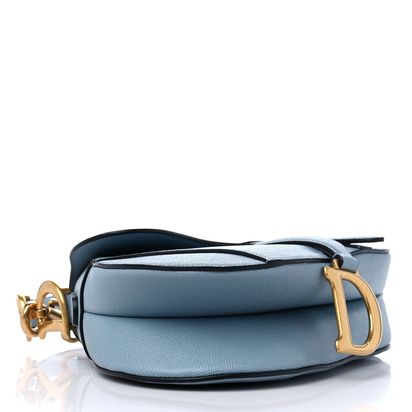 Grained Calfskin Saddle Bag With Strap Horizon Blue