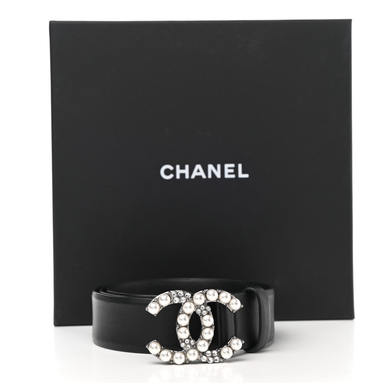 Chanel Calfskin Pearl Crystal CC Belt 75 30 Black 8 of 8