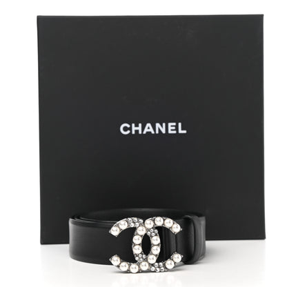 Chanel Calfskin Pearl Crystal CC Belt 75 30 Black 8 of 8