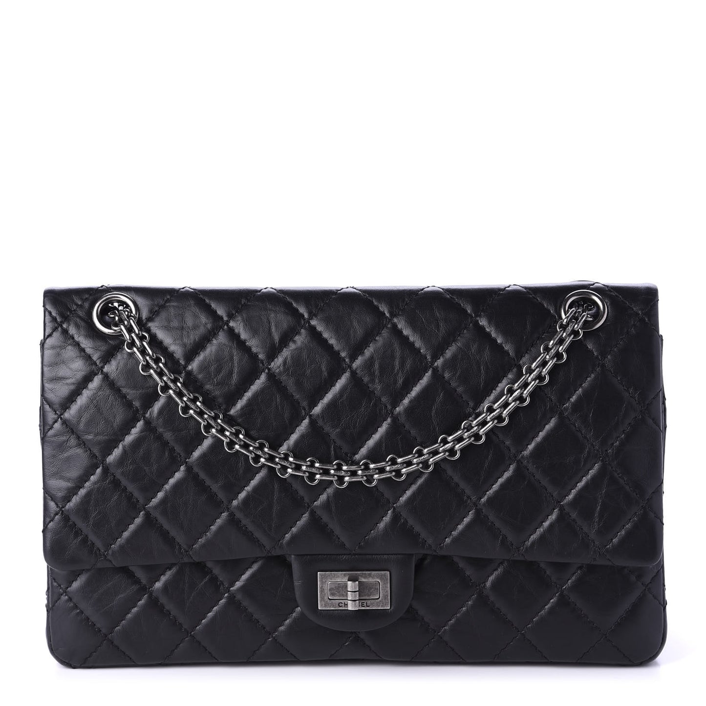 Aged Calfskin Quilted 2.55 Reissue 226 Flap Black