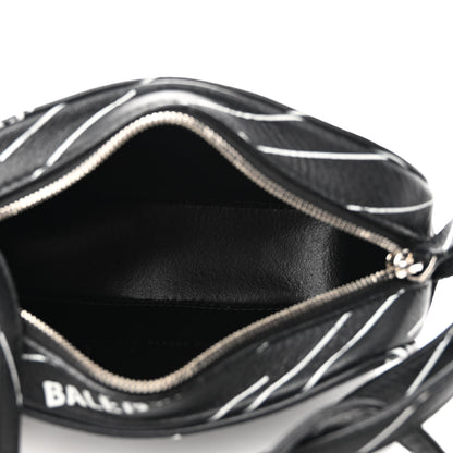 Balenciaga Calfskin Logo Print XS Everyday Camera Bag Black White 5 of 10