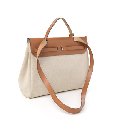 Hermes Toile Vache Calfskin Herbag 30 PM Natural 2 of 10