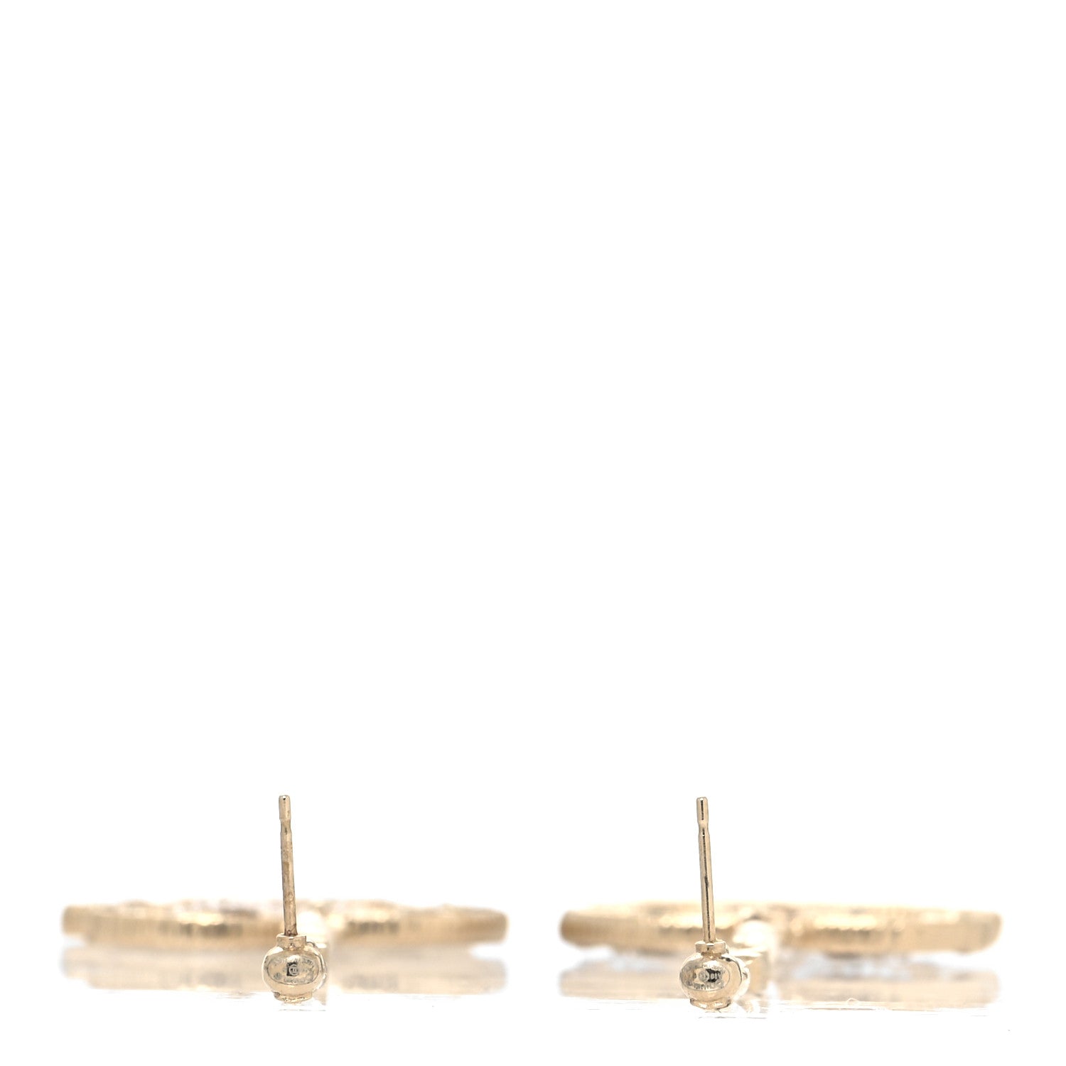Chanel Pearl Crystal CC Tweed Drop Earrings Gold Brown Green 3 of 4