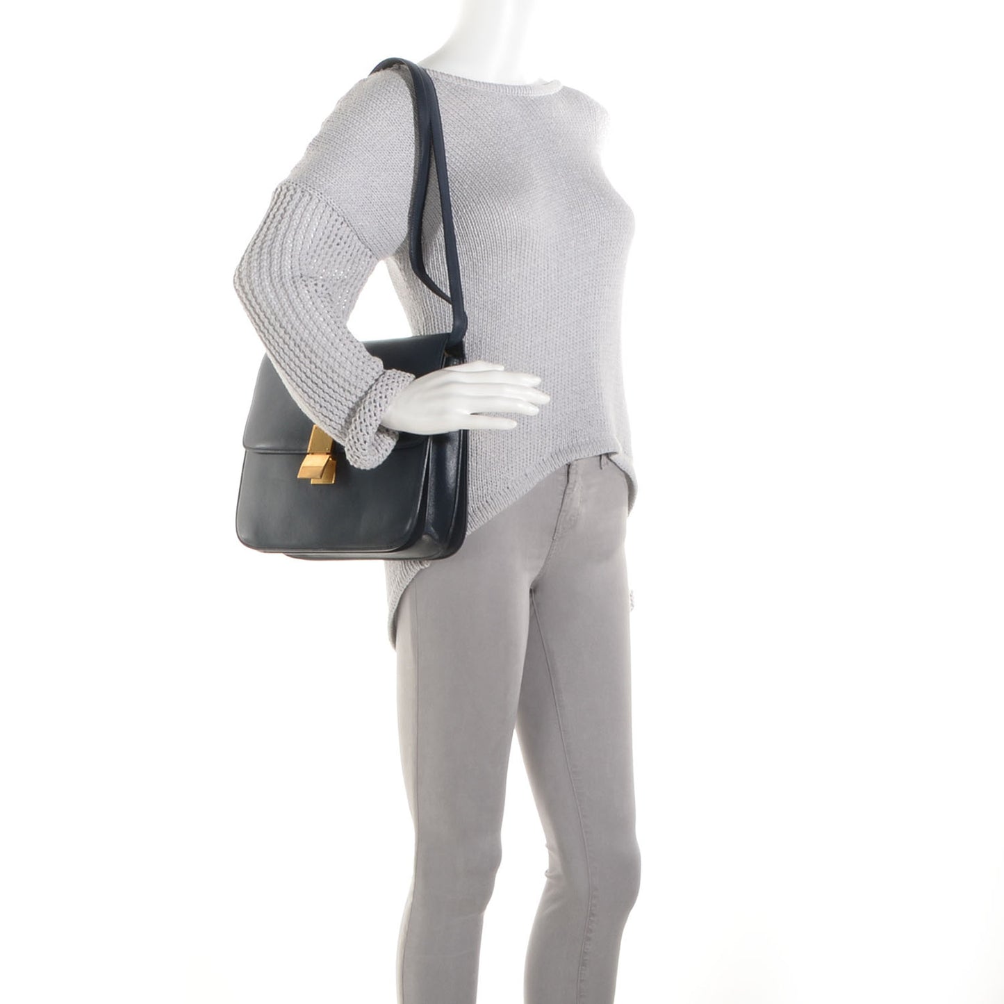 Smooth Calfskin Large Classic Box Flap Bag Navy
