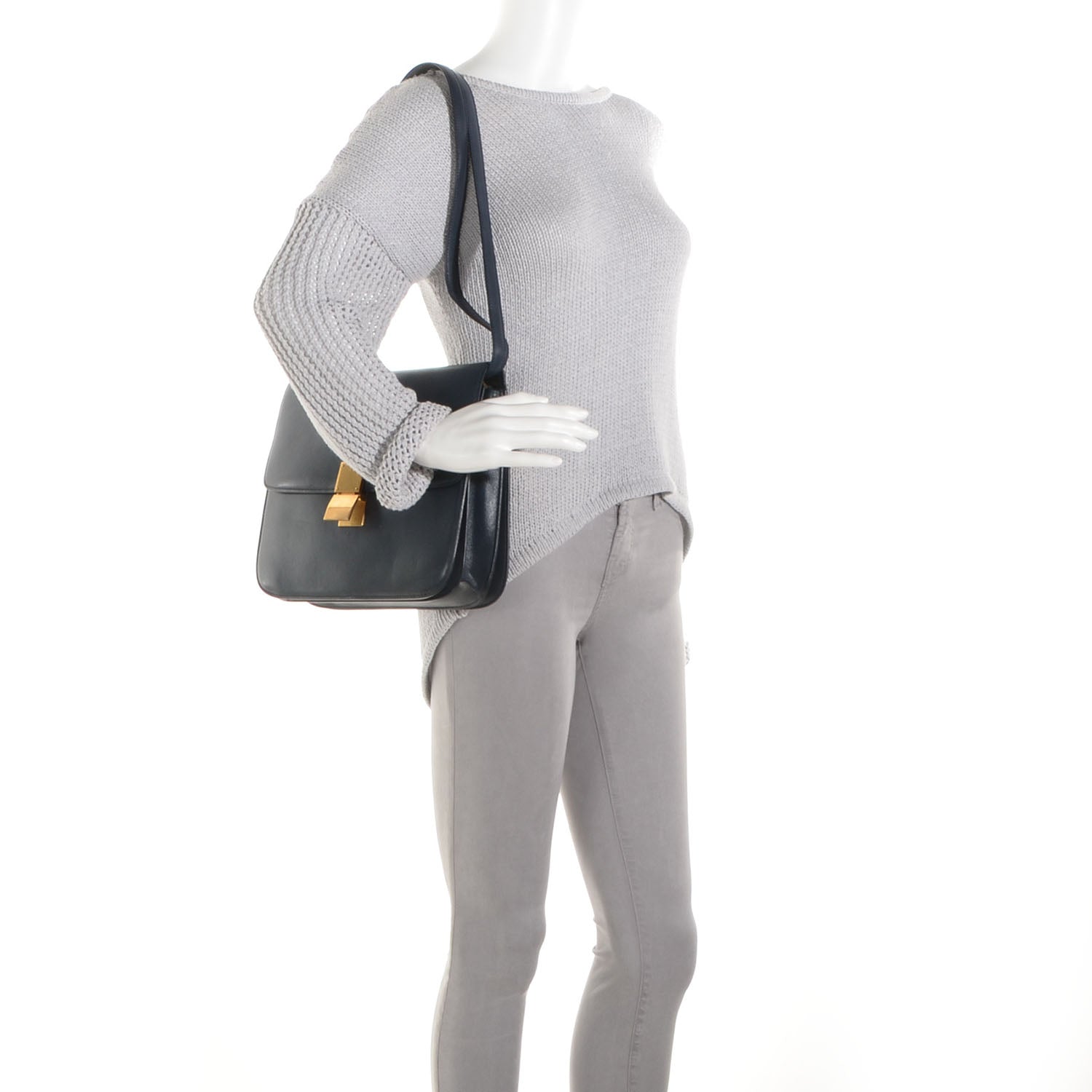 Celine Smooth Calfskin Large Classic Box Flap Bag Navy 2 of 8