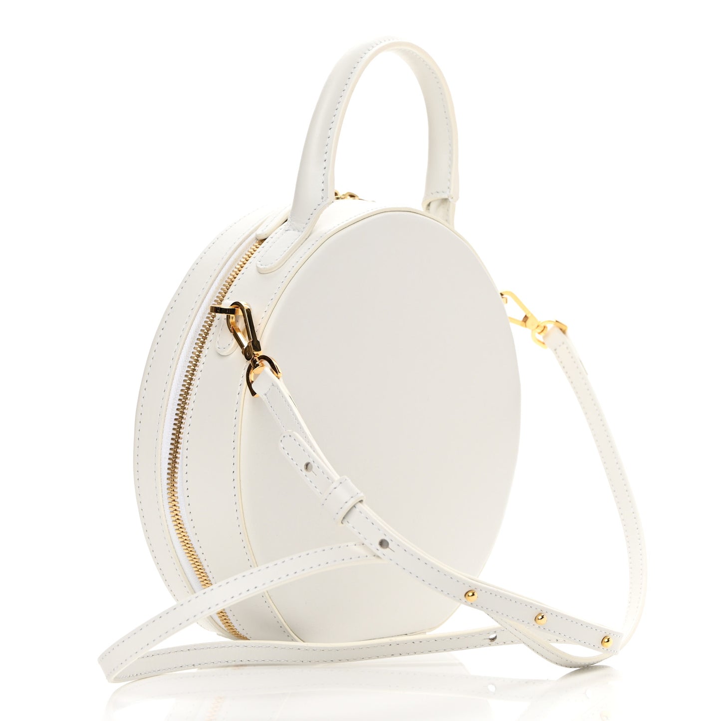 Calfskin Circle Crossbody Bag White