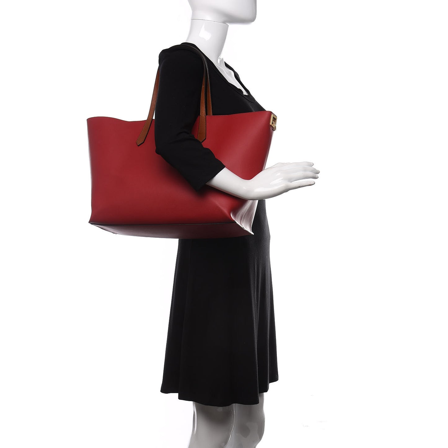 Calfskin Medium GV Shopper Tote Dark Red