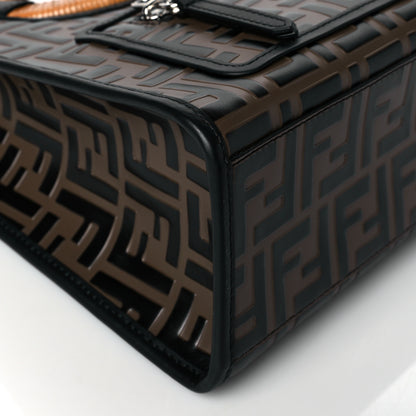 Fendi Vitello Century Wicker Bi-Color FF 1974 Embossed Small Runaway Shopper Tote Maya Black 9 of 10