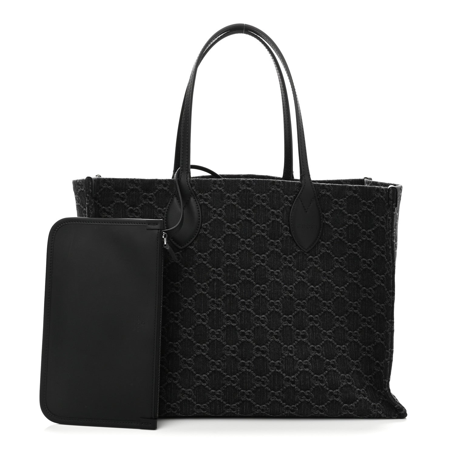 Gucci Denim Ophidia GG Monogram Large Tote Black Grey 3 of 11