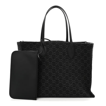 Gucci Denim Ophidia GG Monogram Large Tote Black Grey 3 of 11