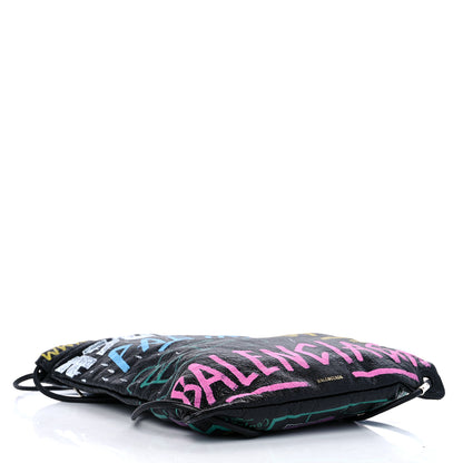 Balenciaga Agneau Arena Graffiti Drawstring Backpack Black Multicolor 4 of 9