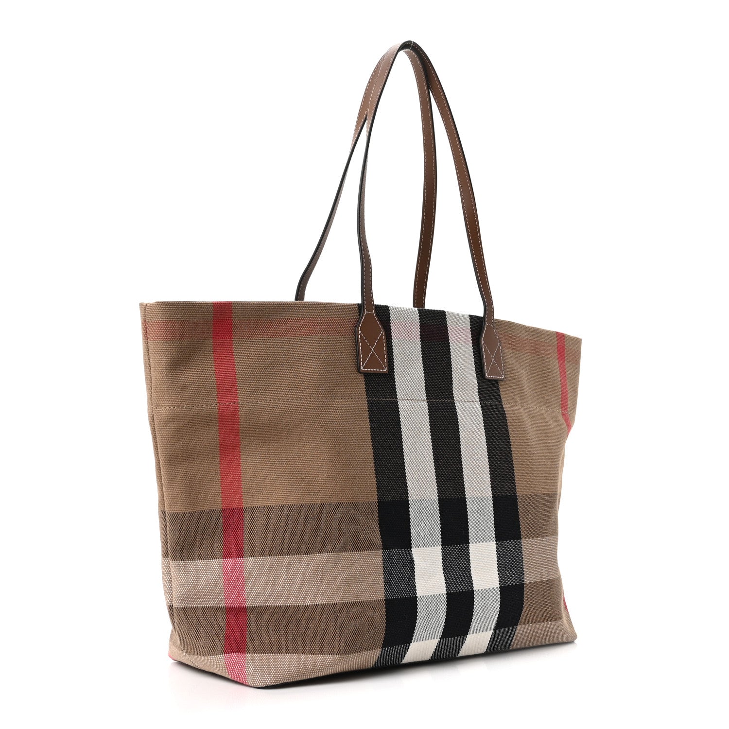 Burberry Giant Check Canvas Medium London Tote Taupe Brown 3 of 10