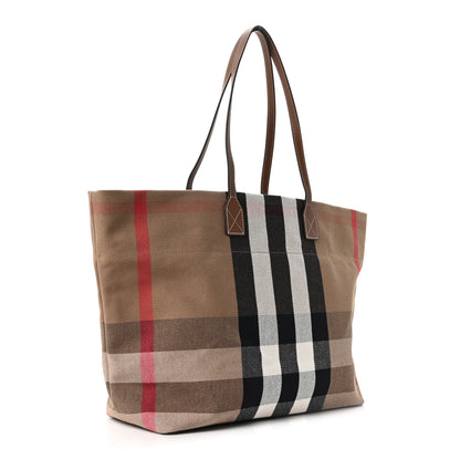 Burberry Giant Check Canvas Medium London Tote Taupe Brown 3 of 10