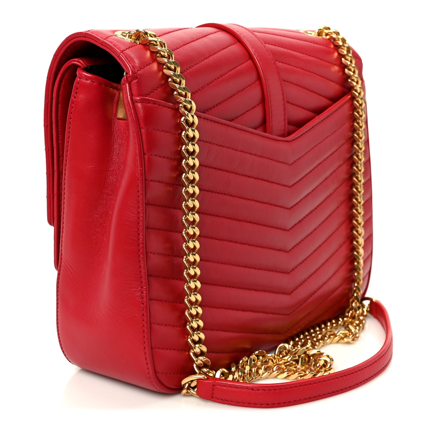 Saint Laurent Lambskin Matelasse Chevron Monogram Medium Sulpice Bag Red 3 of 11