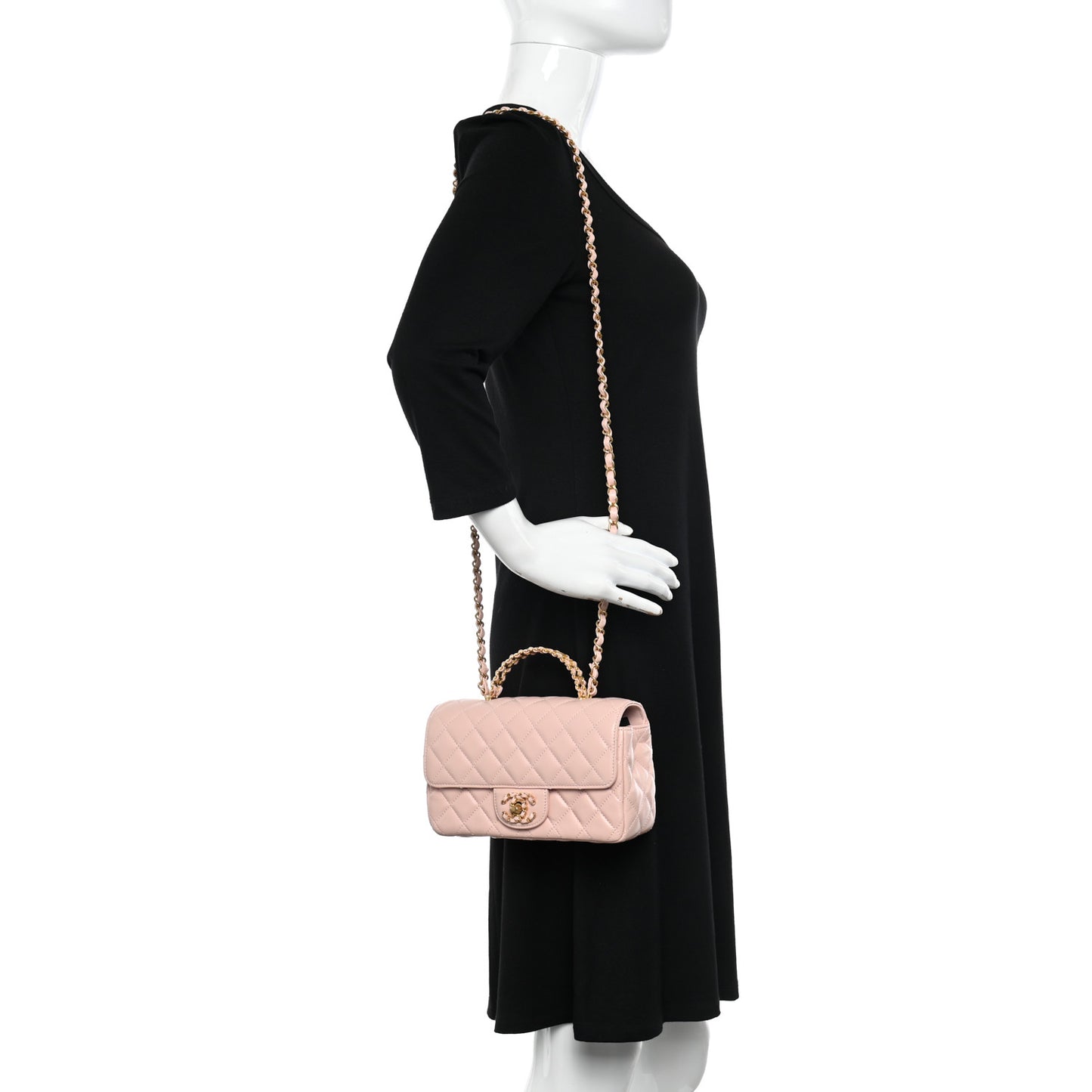 Lambskin Quilted Mini Strass On Top Flap Light Pink