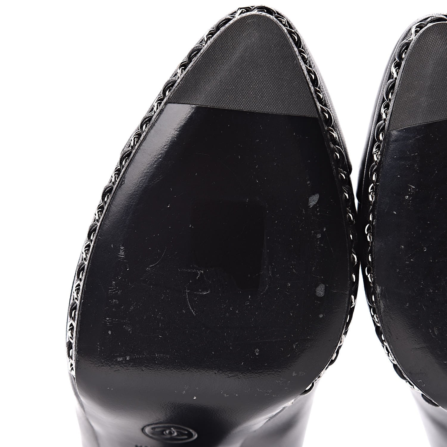 Chanel Lambskin CC Cap Toe Platform Chain Pumps 39 Black 12 of 14