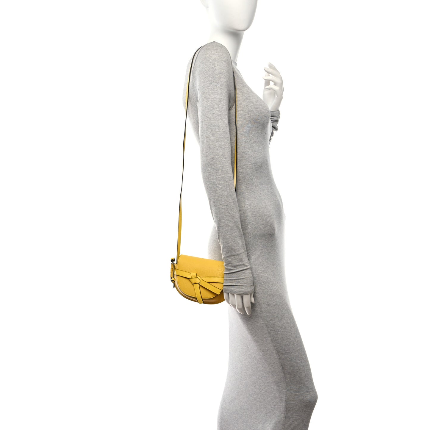 Grained Calfskin Mini Gate Crossbody Bag Yellow